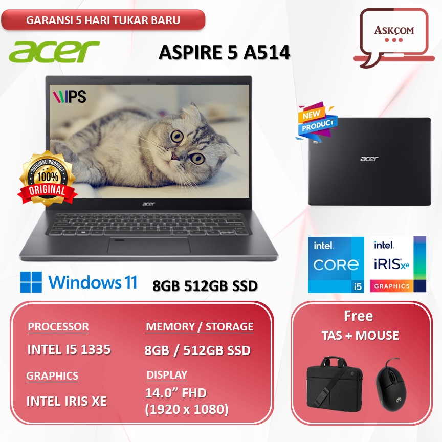 Laptop Acer Aspire 5 A514 I5 1335 8GB 512GB SSD W11PRE 14.0FHD IPS