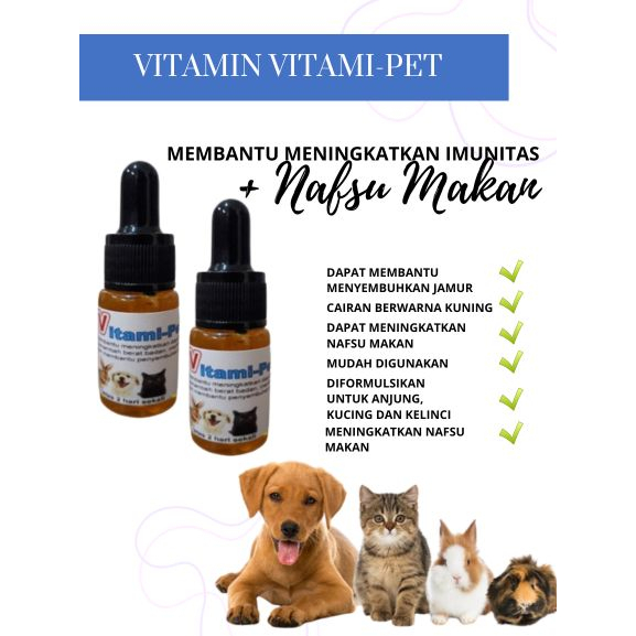 Vitamin Nafsu Makan dan Daya Tahan Tubuh Vitami Pet 10ml