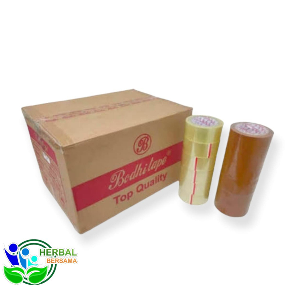 

Lakban Bening | Lakban Coklat 90 yard Bodhi Tape - Per Dus Isi 72 Roll