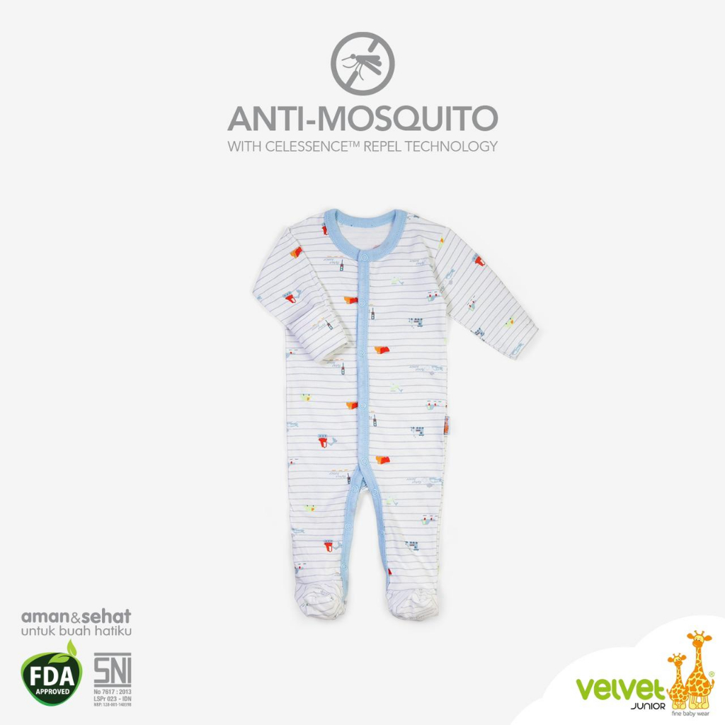 Velvet DreamWear Anti Mosquito  Sleepsuit  - Jumsuit Bayi Tutup Kaki