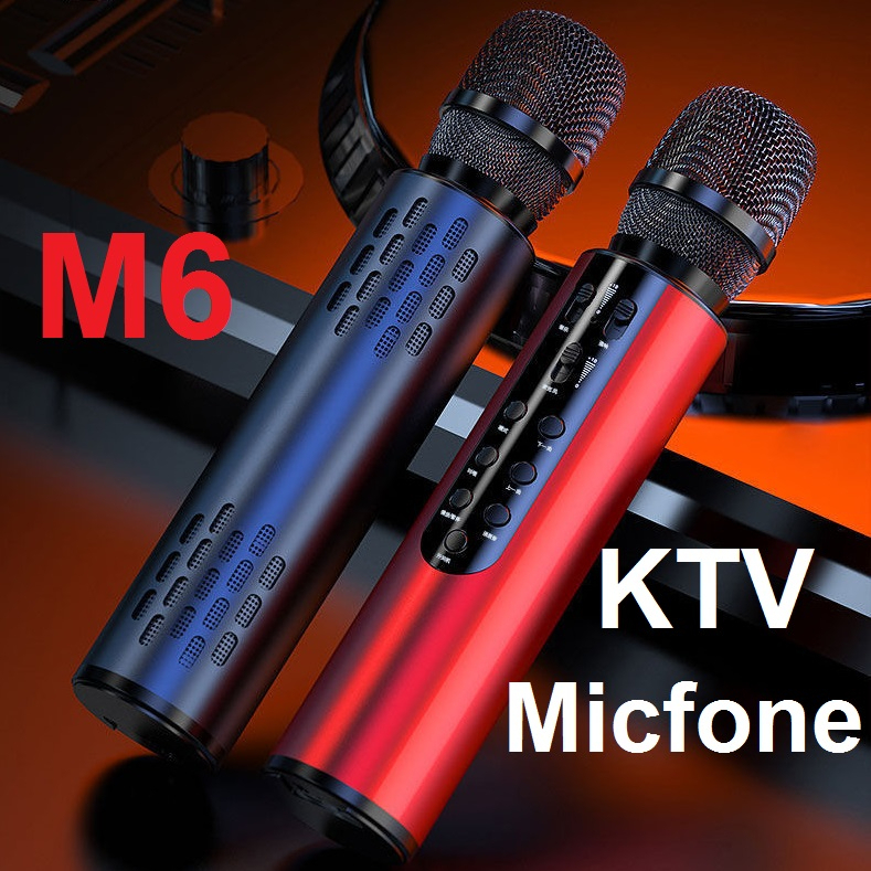 Mic Bluetooth M6 Original KTV Karaoke Microphone Bluetooth Karaoke Mikropon KTV Efeck Wireless Mic Speaker Portable Smule Sound Bass