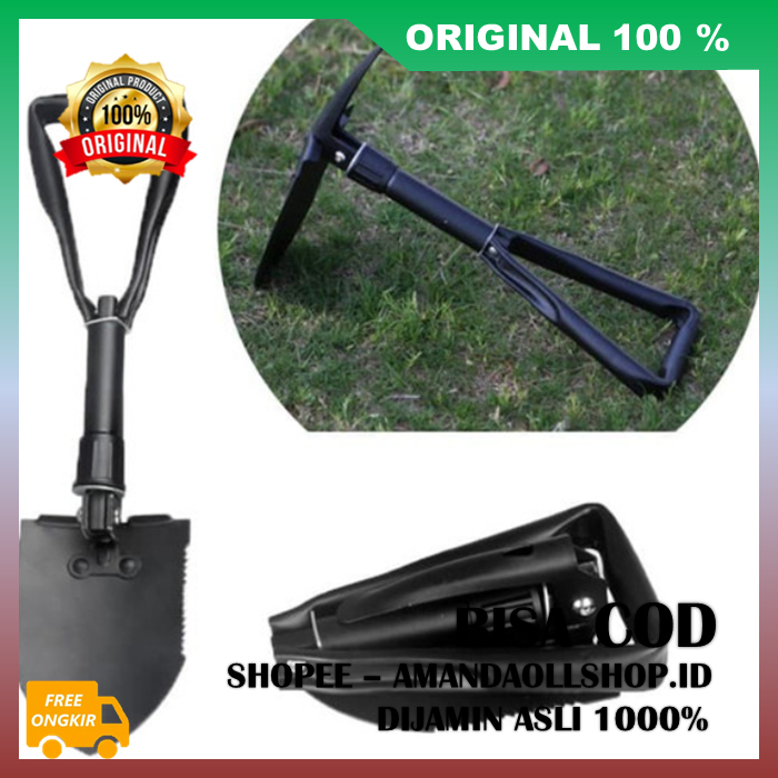 Cangkul Sekop Lipat Portable Cangkul Lipat Mini Portable Sekop Pacul Gergaji Camping 100% ASLI
