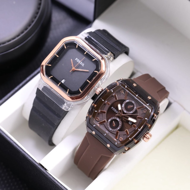 (Grosir)Jam Tangan Wanita Kado Paket Hemat Jam buy1 Get 1 Hp Crono 1+Hp Casual Tanggal Aktif Strap Rubber/Karet(Terima Cod)Dikirim Jakarta)Super Murah