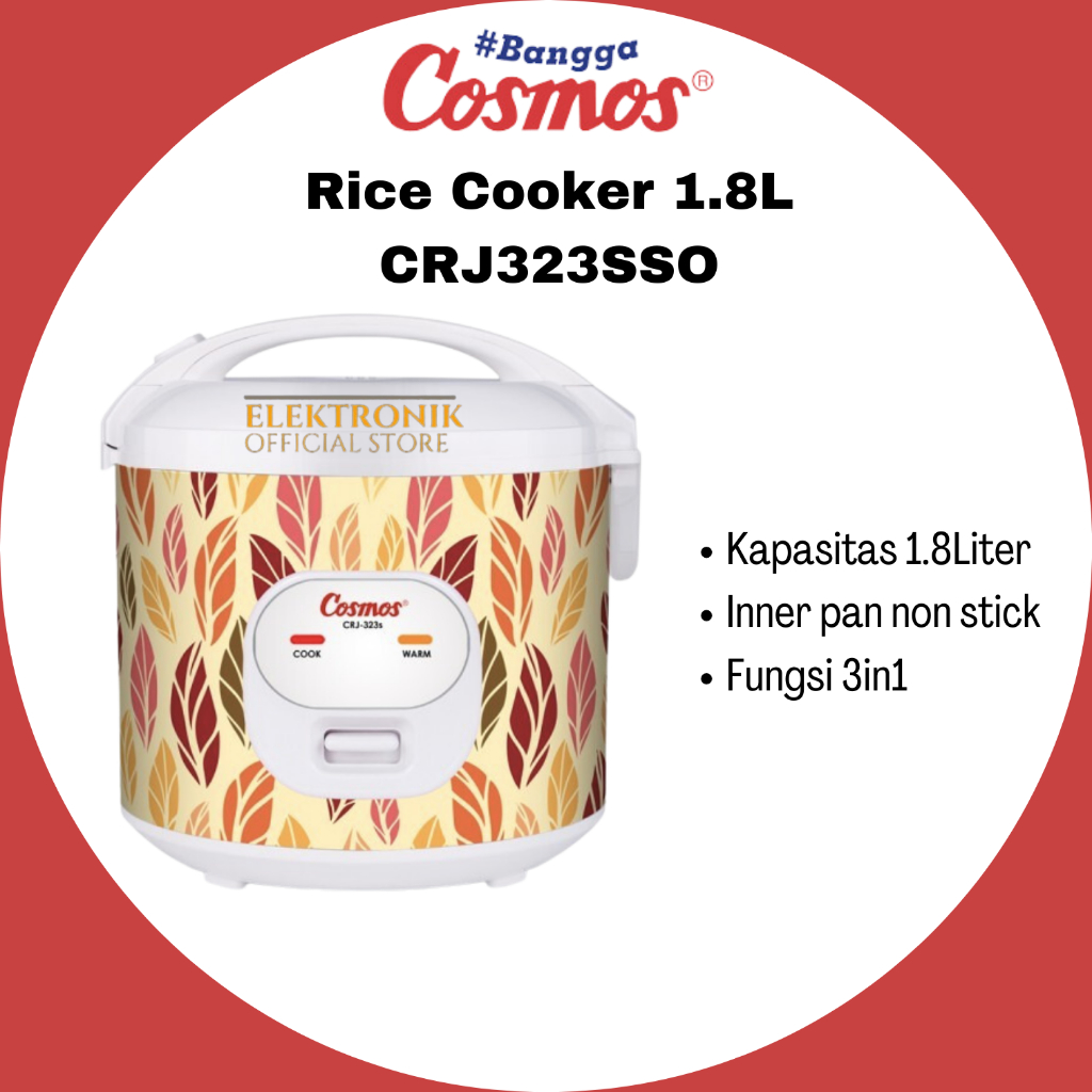 COSMOS RICE COOKER 1.8L CRJ 323sSSO Low Watt/CRJ323sSSO/CRJ323s SSO/CRJ323/CRJ-323sSSO/CRJ-323/CRJ32