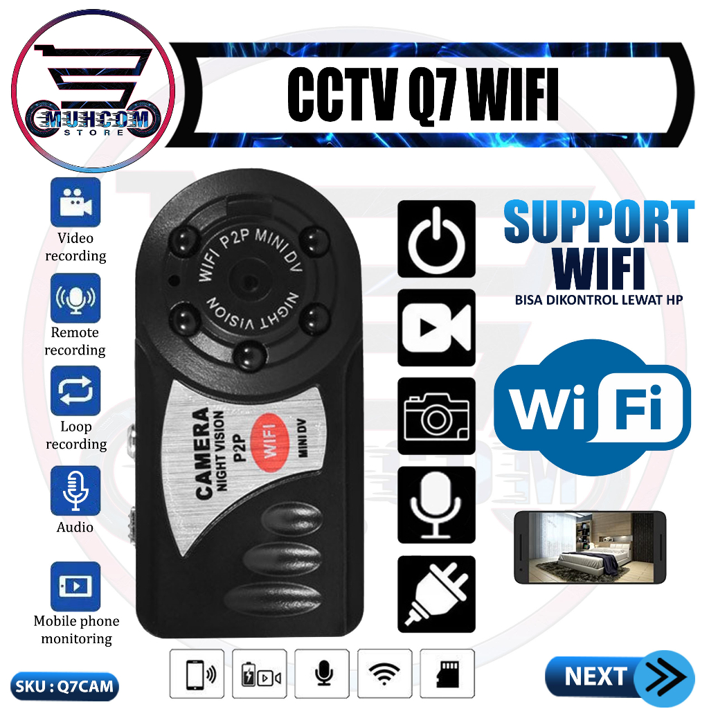 SpyCam Camera Mini Dv Wifi Kamera Q7 P2P APP Control Monitoring Full HD 1080P Night Vision Infrared 