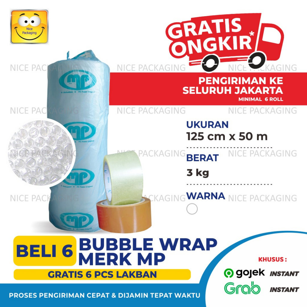

[MP] Plastik Bubble bening uk125cm x 50Mtr / bubble wrap bening / bubble wrap / bubble wrap roll / bubble mulia pack / bubble muliapack / bubble MP / bubble