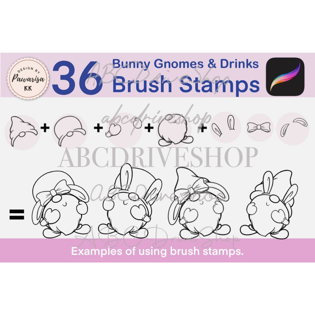 Procreate Brush - Procreate Gnomes &amp; Drinks Stamps