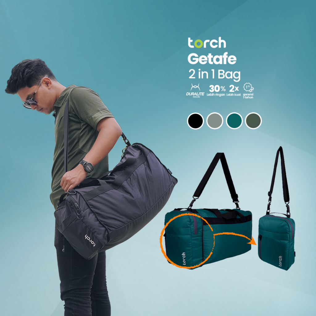 TORCH Getafe 2in1 Sling to Duffel Bag - Tas Selempang Pouch Sling bag - Tas Jinjing Berpergian Duffel Olahraga gym - Tas Duffle Travelling