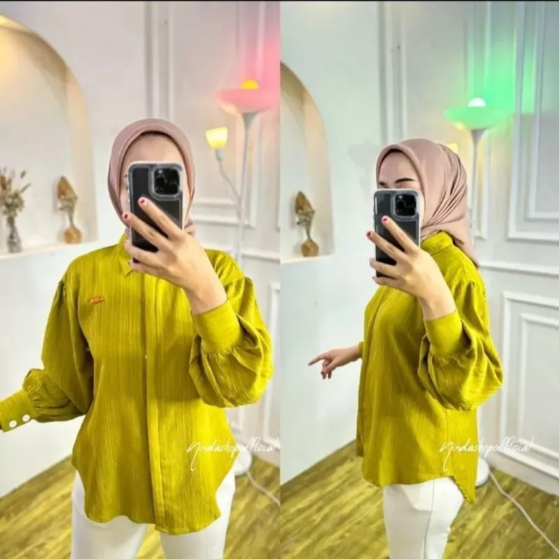 Raisa Kemeja Balon Atasan Baby Crush- Atasan Wanita- Kemeja Blouse Wanita- Kemeja Wanita