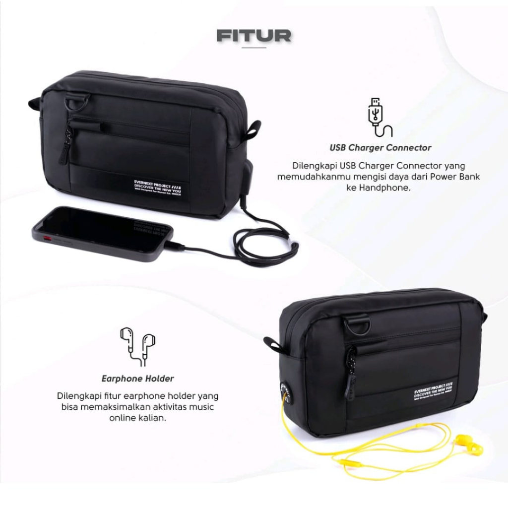 Tas Selempang Sling Bag Handbag Slempang Clucth Bag Waistbag Pria Cowok Distro Anti Air Original Kecil Waterproof Multifungsi R17