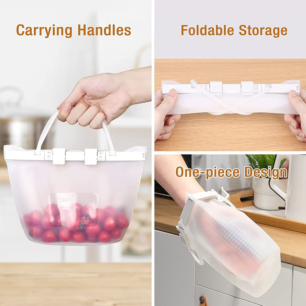 Kantong Silikon Tempat Makanan Fresh - Tempat Serbaguna Kedap Udara System Klip 1L -Silicone Bags Z7 ReusableFood Storage Freezer Bag Random