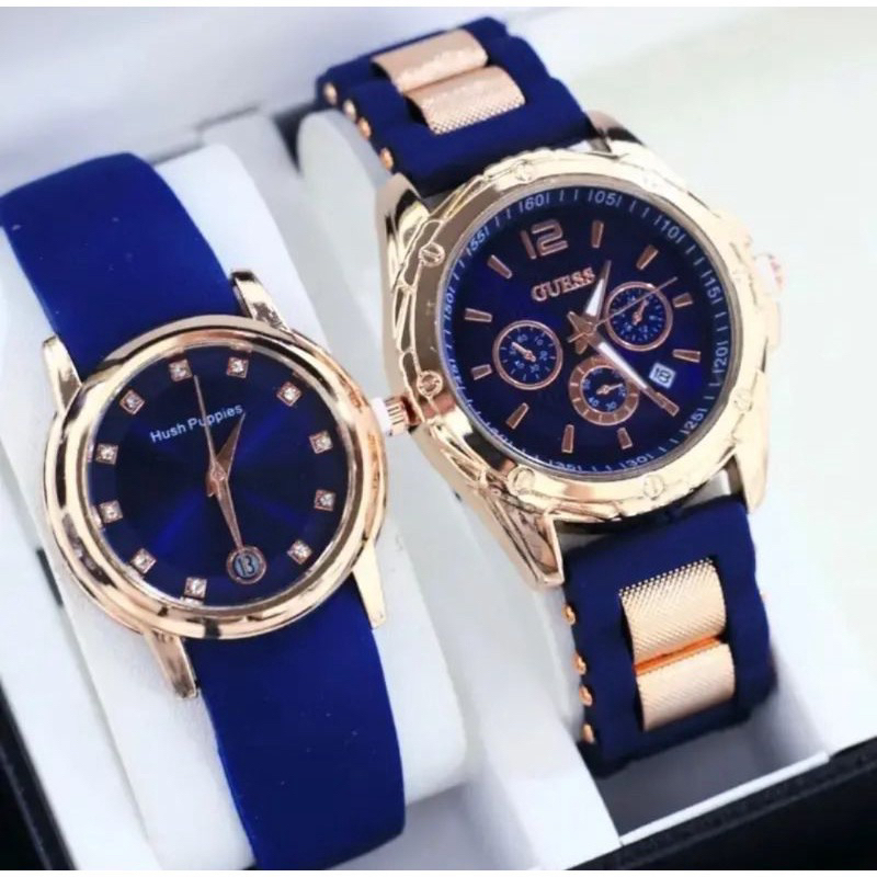 (Terima cod)Jam Tangan Wanita Fashion Buy 1 Get 1 Paket Hemat Kado Tanggal Aktif Strap rubber/Karet(Dikirim Jakarta)free Box Kancing)