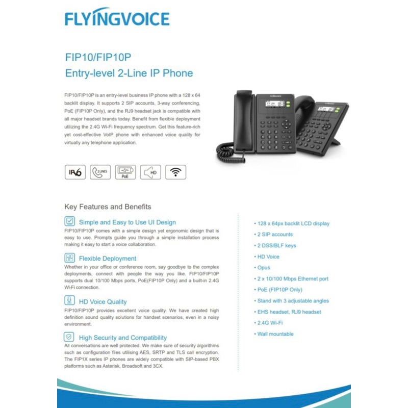 IP PHONE FLYING VOICE FIF10P POE Wifi Voip Ipphone Flyingvoice Garansi