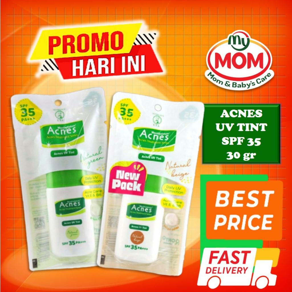 [BPOM] Acnes UV Tint Natural BEIGE 30 gr / Acnes UV Tint Natural GREEN 30 gr / UVTIN SPF 35 PA++ / Sunscreen / Sunblock / Krim Wajah / MY MOM