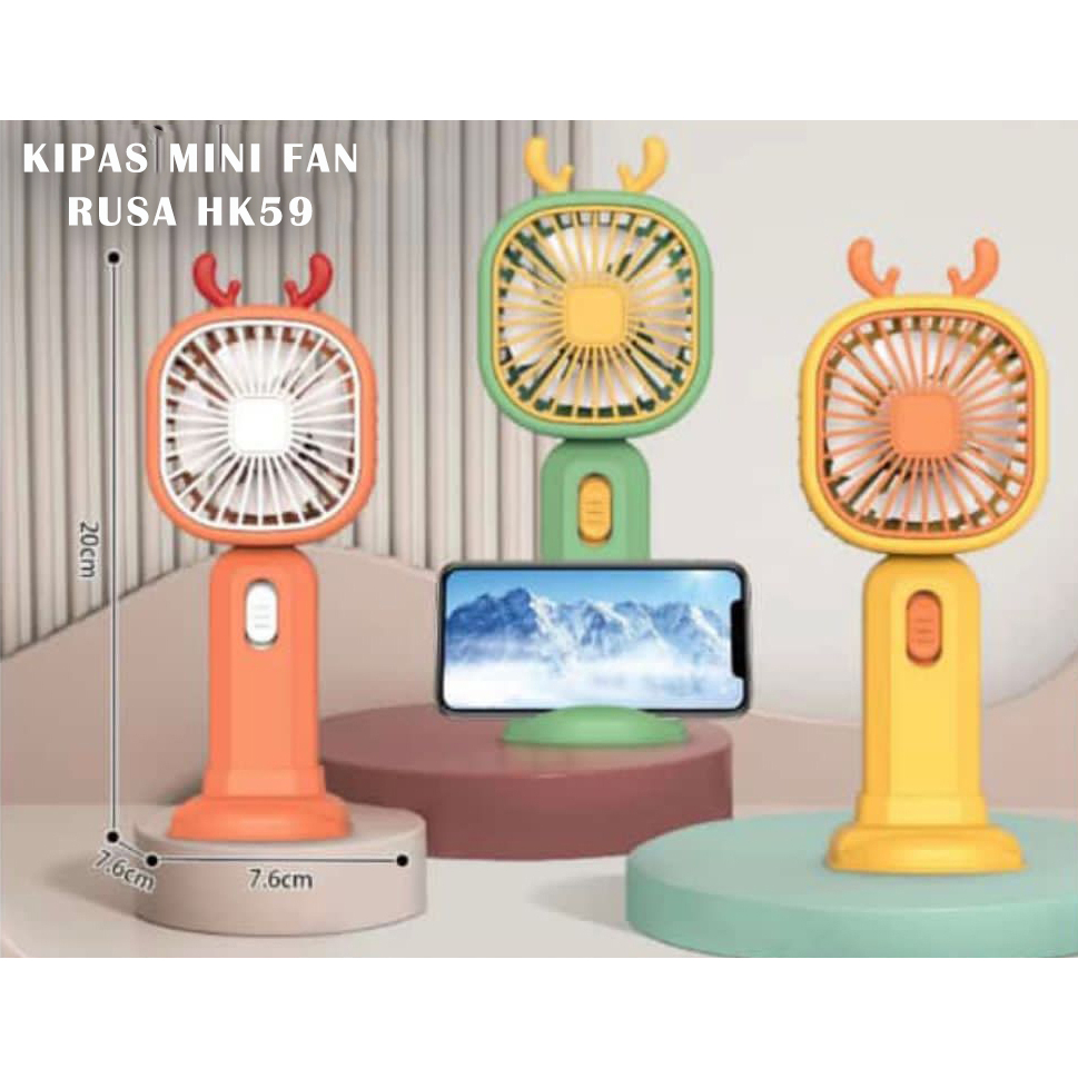 Kipas Angin Mini Fan RUSA HK59-2C Genggam Tangan Portable USB Recharge