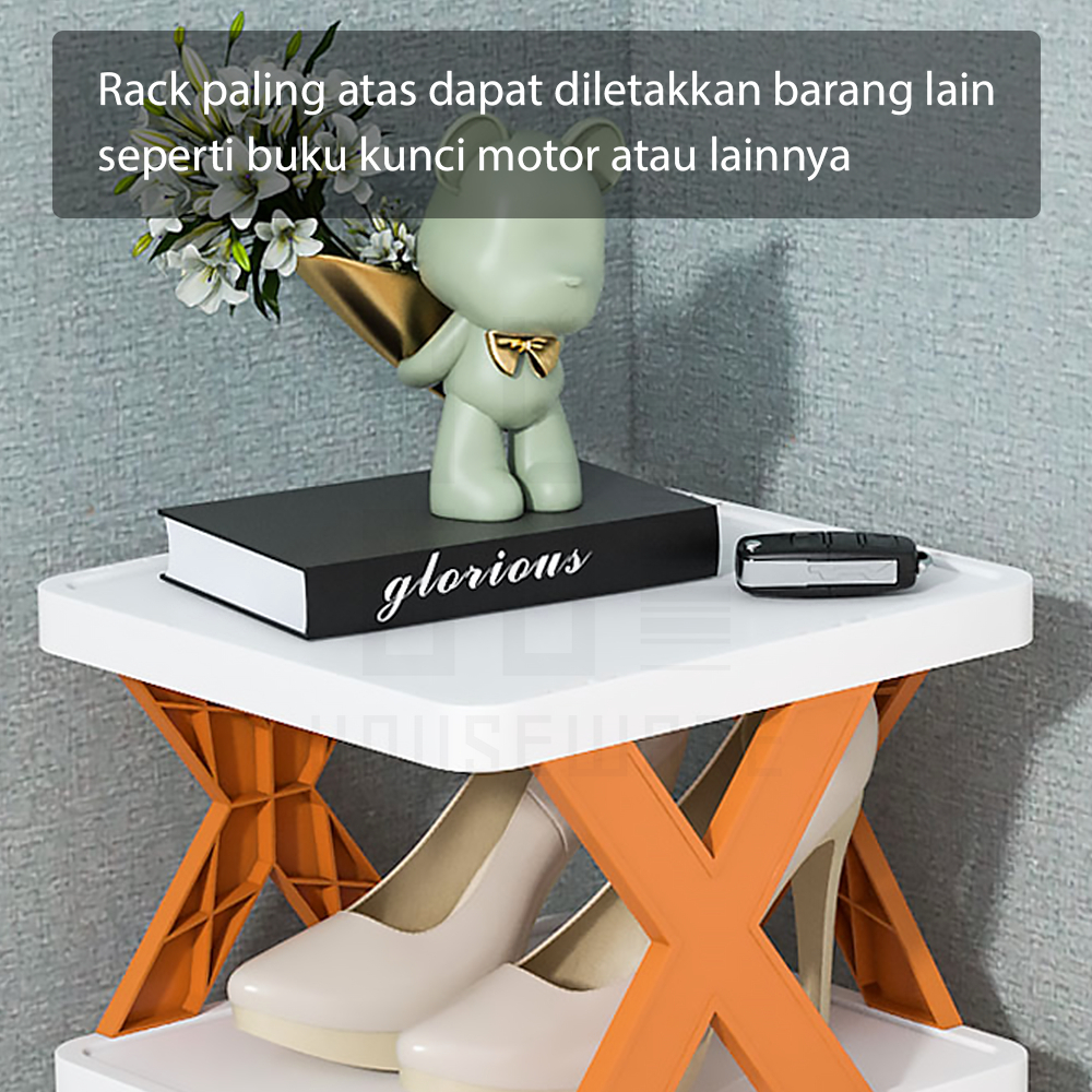 HUGO Rak Sepatu Susun Plastik Tempat Sepatu Sandal Rak Sepatu X Serbaguna 2 Susun 3 Susun 4 Susun 5 Susun 6 Susun 7 Susun 8 Susun