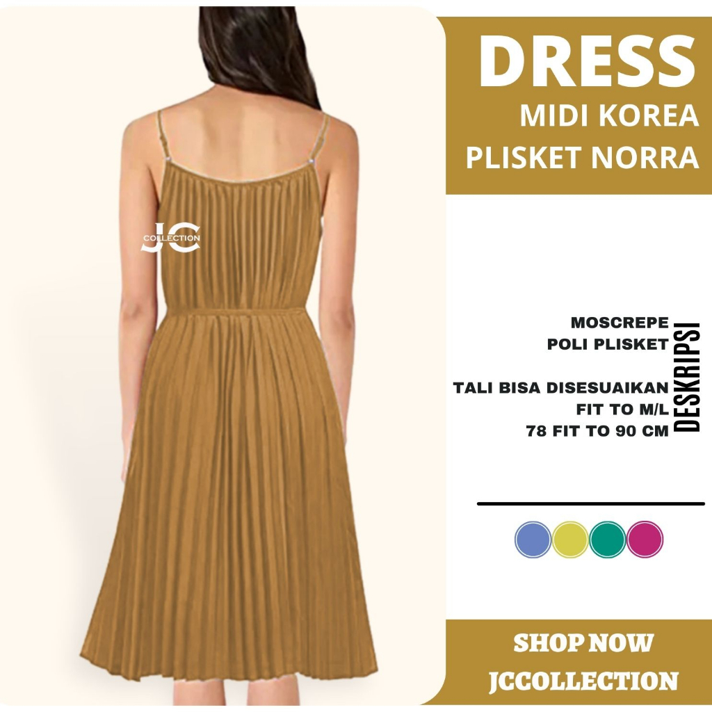 Dress Camisoles sexy plisket Tali kecil Wanita Gaya Korea NORRA - JCCollections