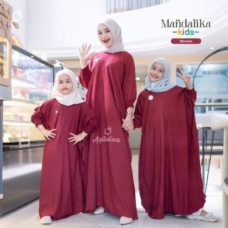 Couple Kaftan mandalika Maroon ori by Aqilalova