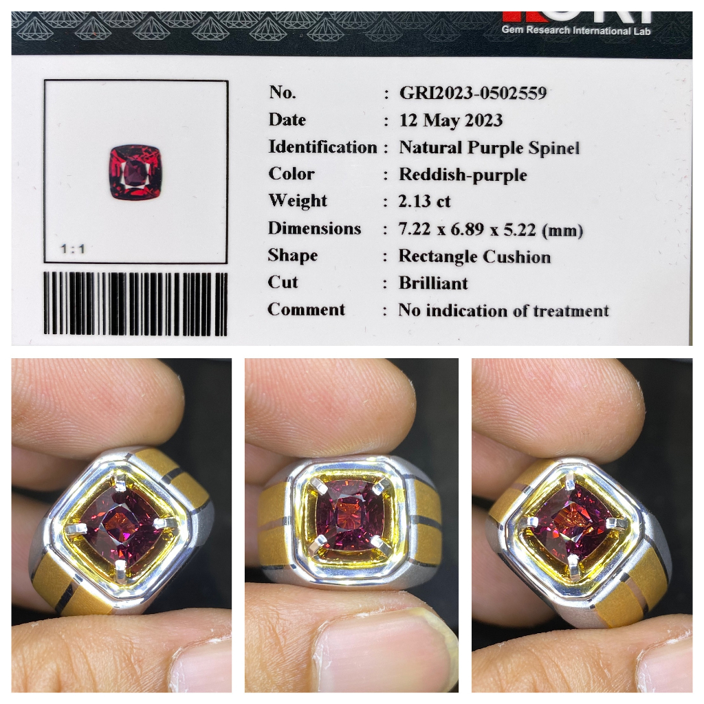 Natural 2.13ct Reddish Purple Spinel Memo Gri