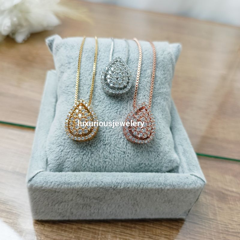 Kalung liontin tetess mewah cutting diamond look