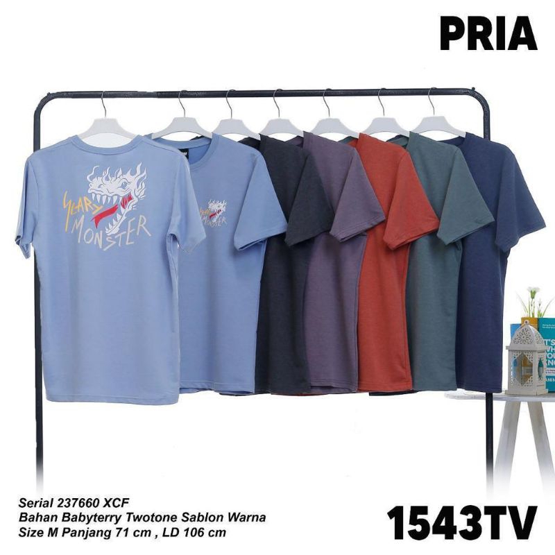 Kaos Pria Babyterry Twotone Sablon Warna