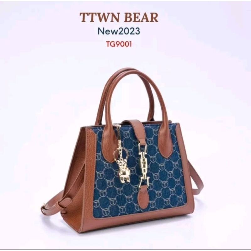 HANDBAG DENIM MEWAH TTWN BEAR ORIGINAL OFFICIAL