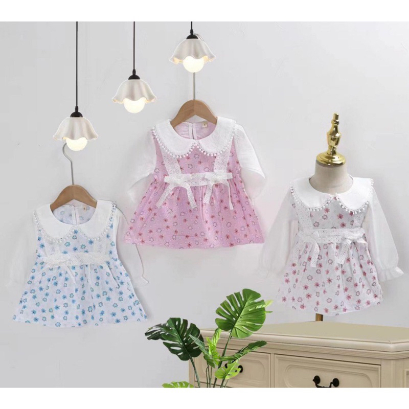 Dress anak cewek 6 Bulan-1 Tahun / Pakaian dress bayi perempuan / Dress starlight funny renda / Grosir baju anak import