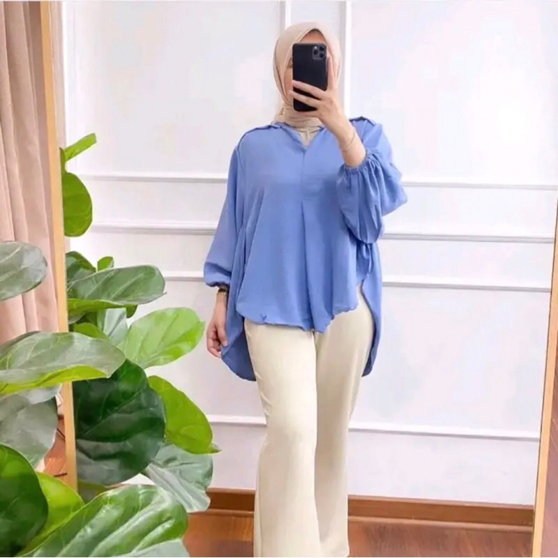 Livia Blouse Crinkle Airflow / Outer Livia Premium By Mall Indonesia