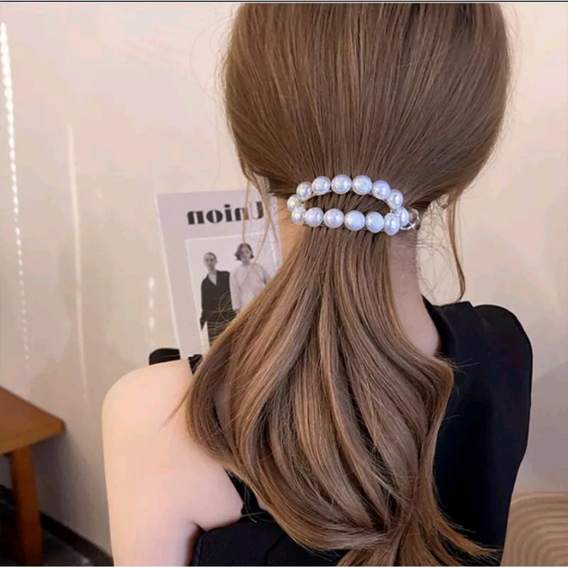 Jepit Rambut Mutiara 8cm Variant Kristal Jedai Pisang Ponytail Jepitan Rambut Korea Oval Bolong Pearl Barrette Hair Clip