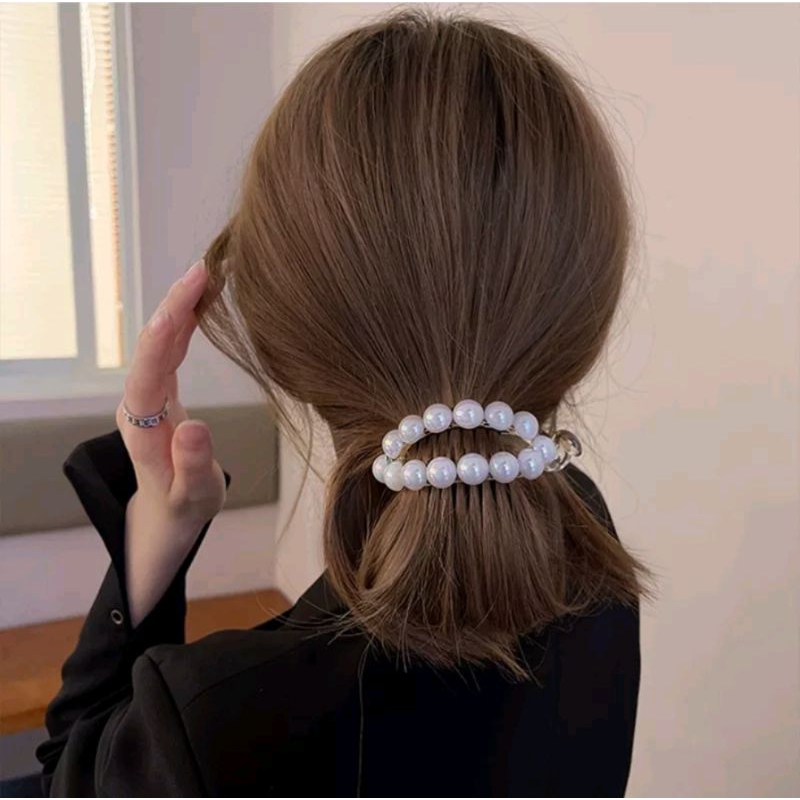 Jepit Rambut Mutiara 8cm Variant Kristal Jedai Pisang Ponytail Jepitan Rambut Korea Oval Bolong Pearl Barrette Hair Clip