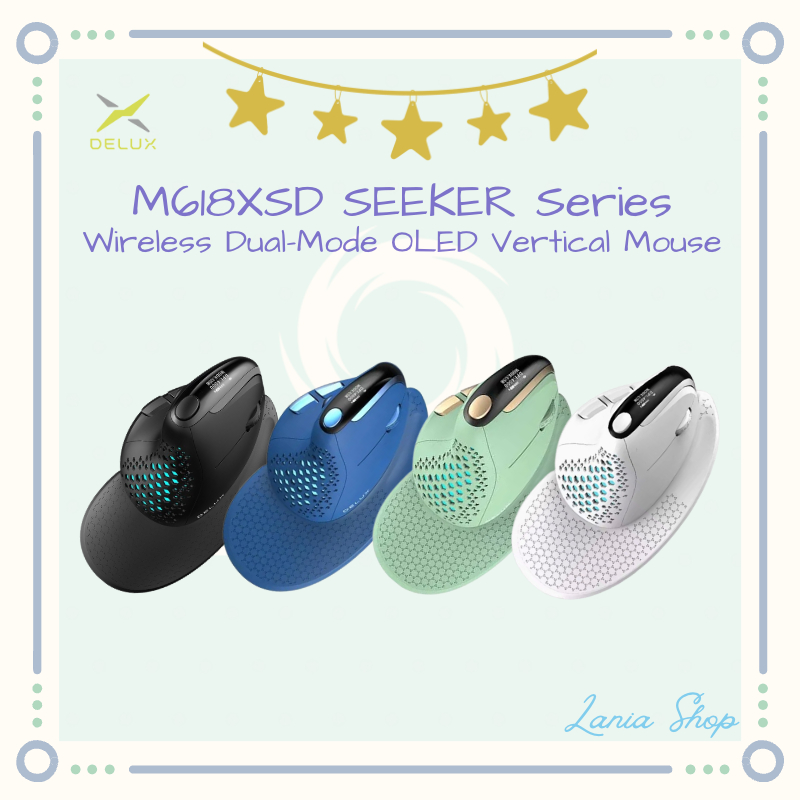 DELUX M618XSD - SEEKER Series - Wireless Dual-Mode OLED Vertical Mouse
