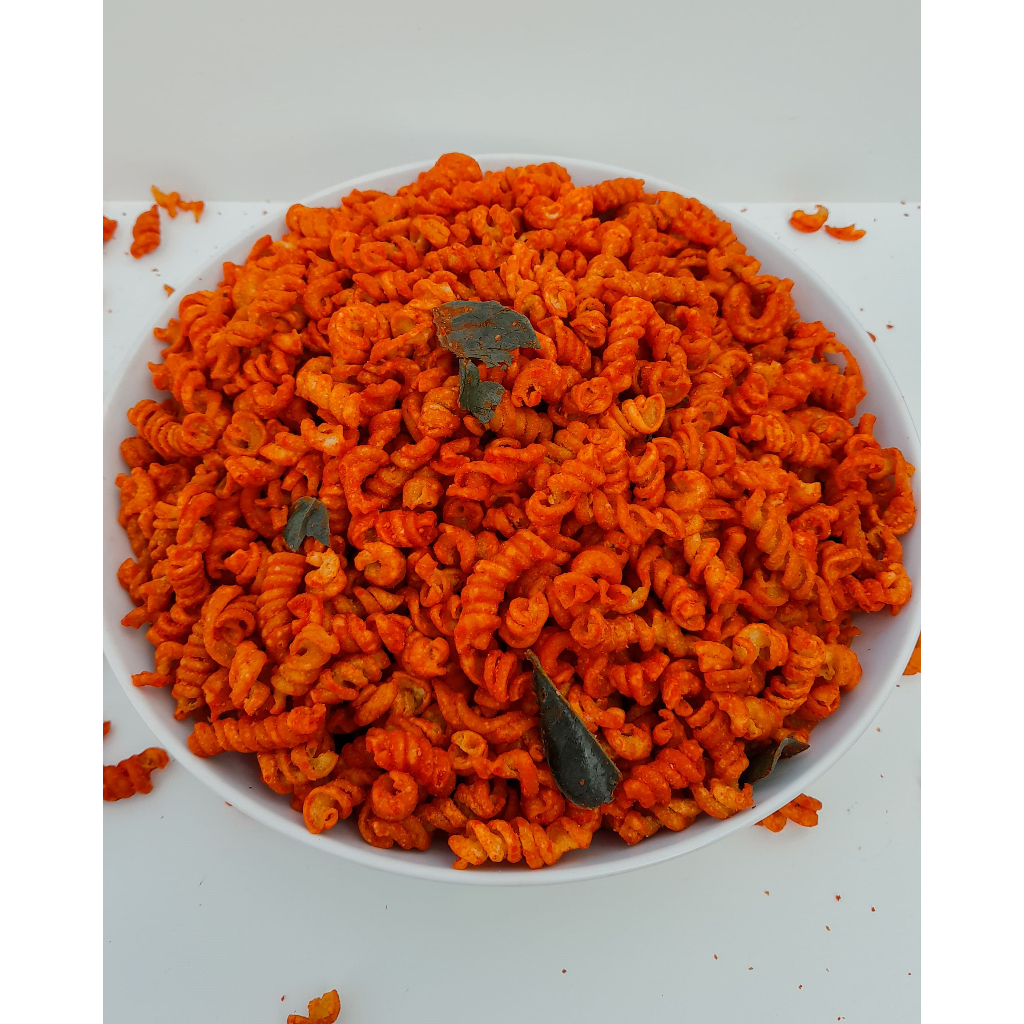 

1kg Makaroni keriting/ulir murah pedas daun jeruk