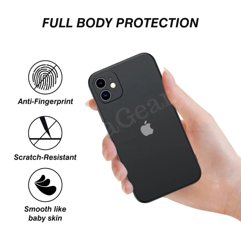 Ultrathin Flat Square Softcase Black Doff iPhone X XS XR 11 12 Mini 13 Pro Max 14 Plus Microfiber Cloth Inside