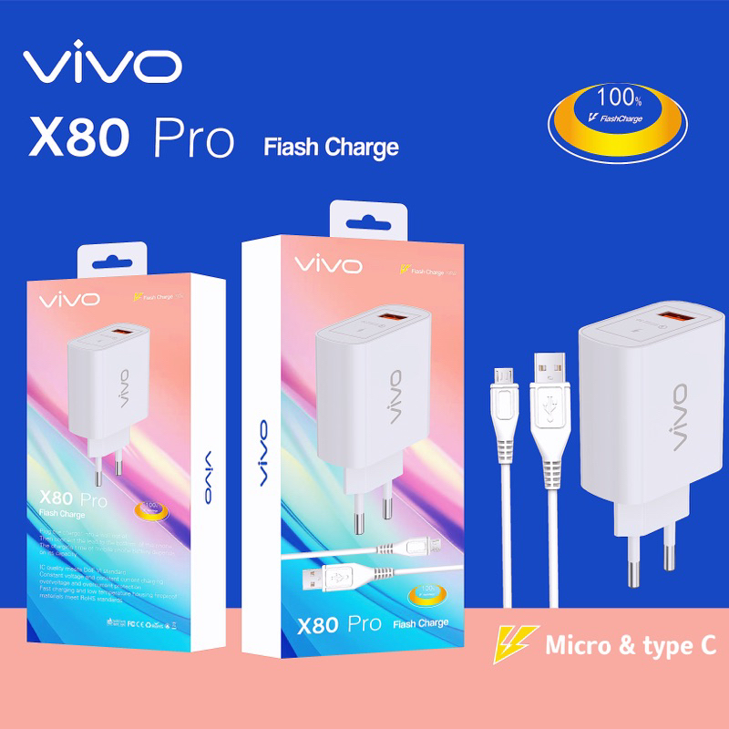 Charger VIVO X80 Pro Original Fast Charging Usb Micro &amp; Usb Type c