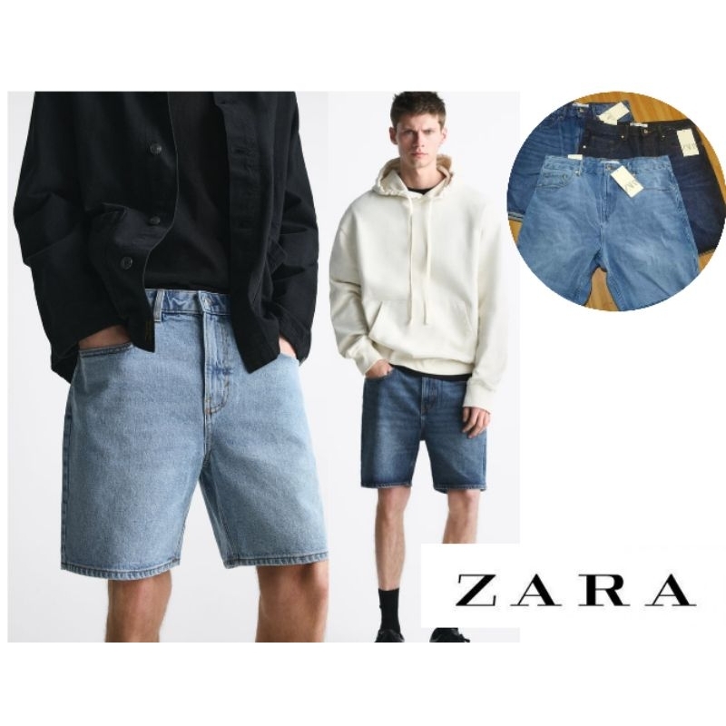 Celana Pendek Pria ZARA Denim Bermuda Shorts
