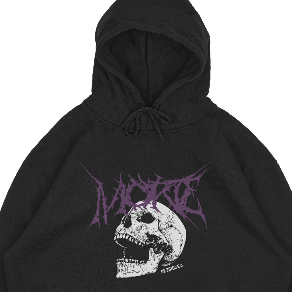 DEZIROSE - Sweater Hodie Morte Skull - Hoodie Pria Distro Hitam Fleece Tebal Premium Size M-XXL