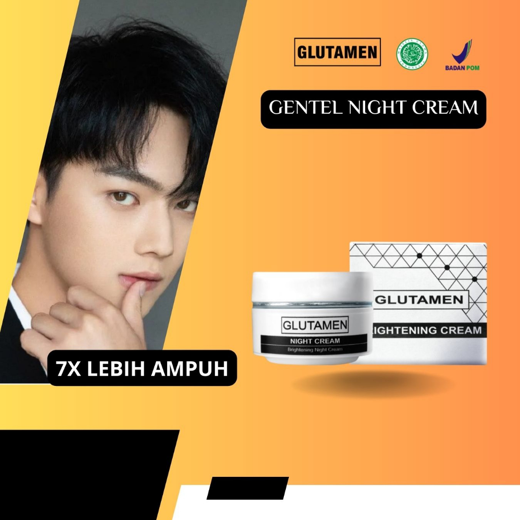 Cream Malam Gentel Glutamen Skincare BPOM Cream Malam Pemutih Kulit Wajah Kusam Pria Sabun Pembersih