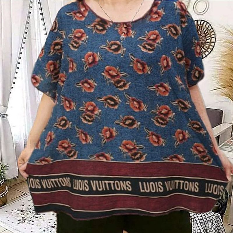 PROMO baju wanita blouse wanita baju big size super jumbo atasan jumbo atasan big size wanita ld 143 cm size 4XL bahan rayon grade premium halus, lembut dan adem