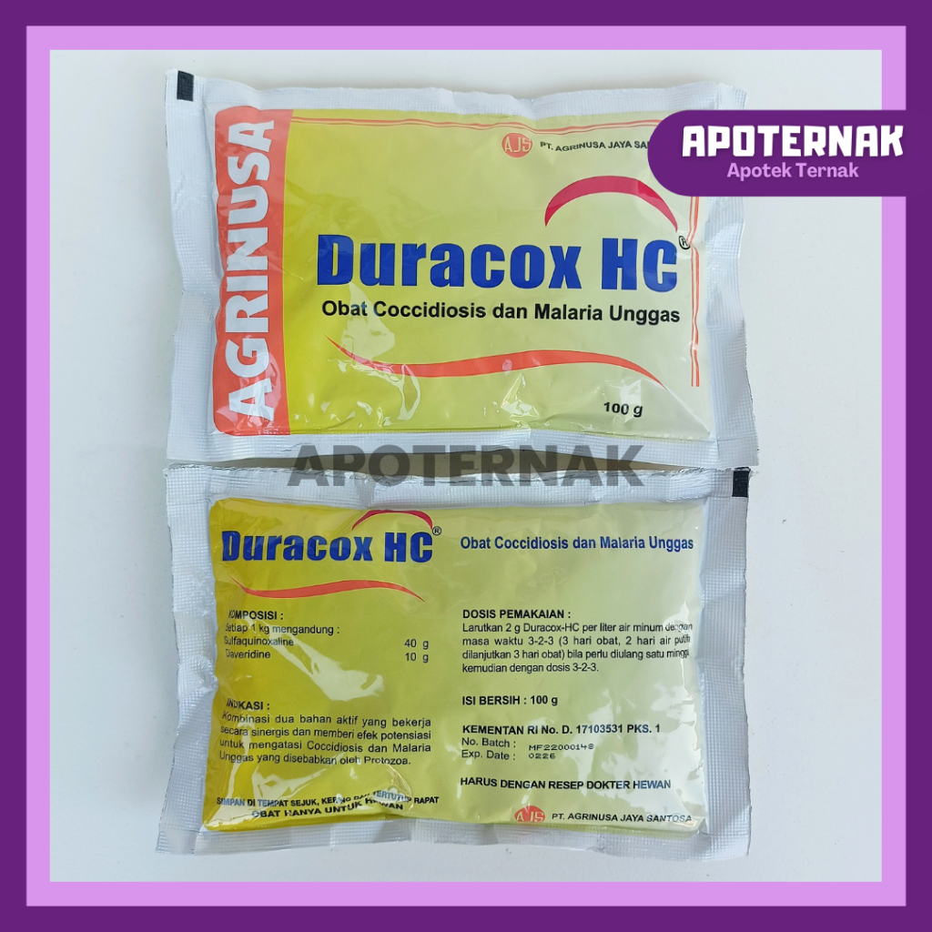 DURACOX HC 100 gr | Obat Koksi &amp; Malaria Pada Unggas Ayam Bebek Burung