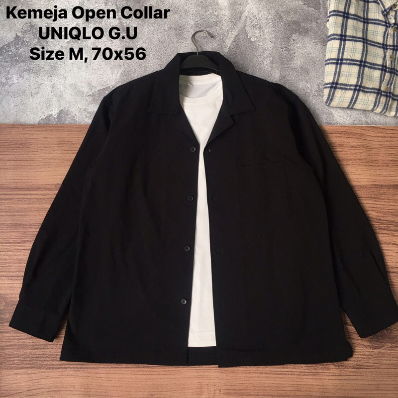 Kemeja Open collar UNIQLO GU, Warna hitam