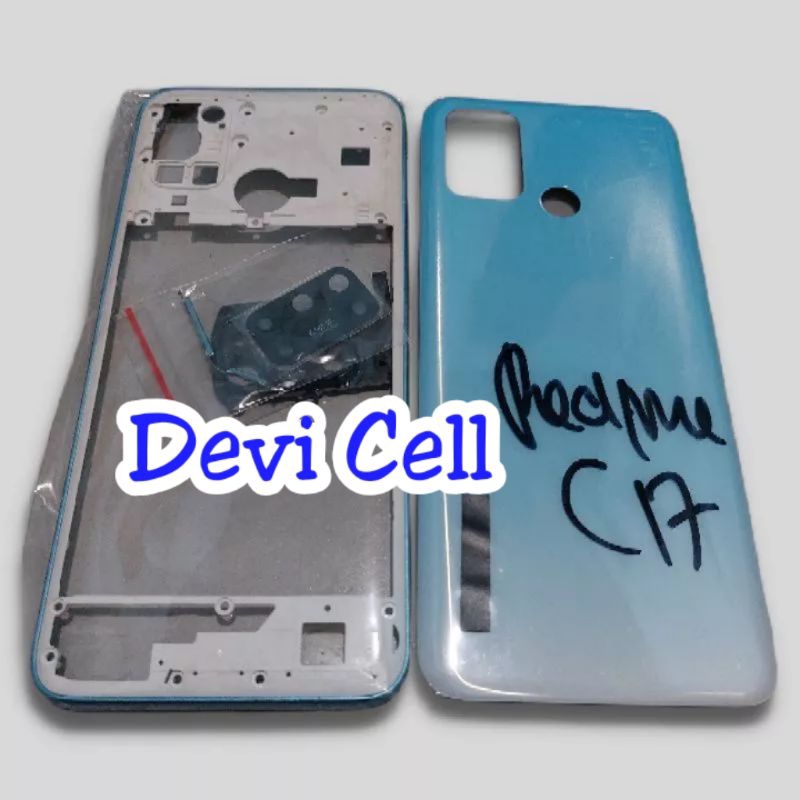 Back Casing Backdor + Bezel Bazel Realme C17 realme 7i ( Ring Kaca Kamera ) fullset original backdoo