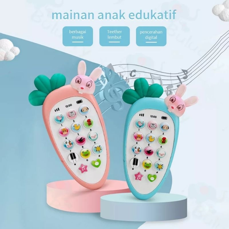 Mainan Hp Telepon Anak dengan Lagu lampu dan Gigitan Bayi Anak