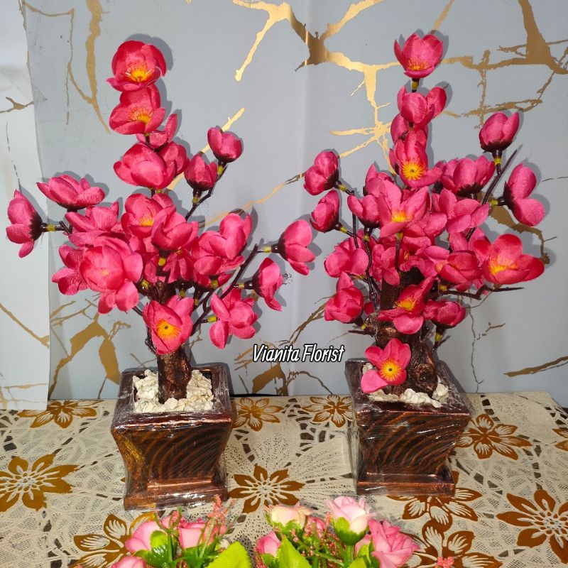 SOUVERNIR SAKURA || BUNGA HIAS KECIL UNTUK MEJA TINGGI 25 CM