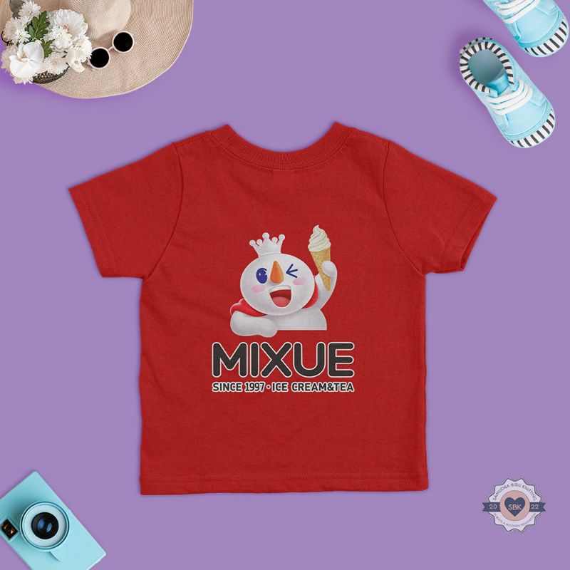 MIXUE Kaos Anak Bahan Katun Combed 30 S Sablon DTF Mixue Lucu