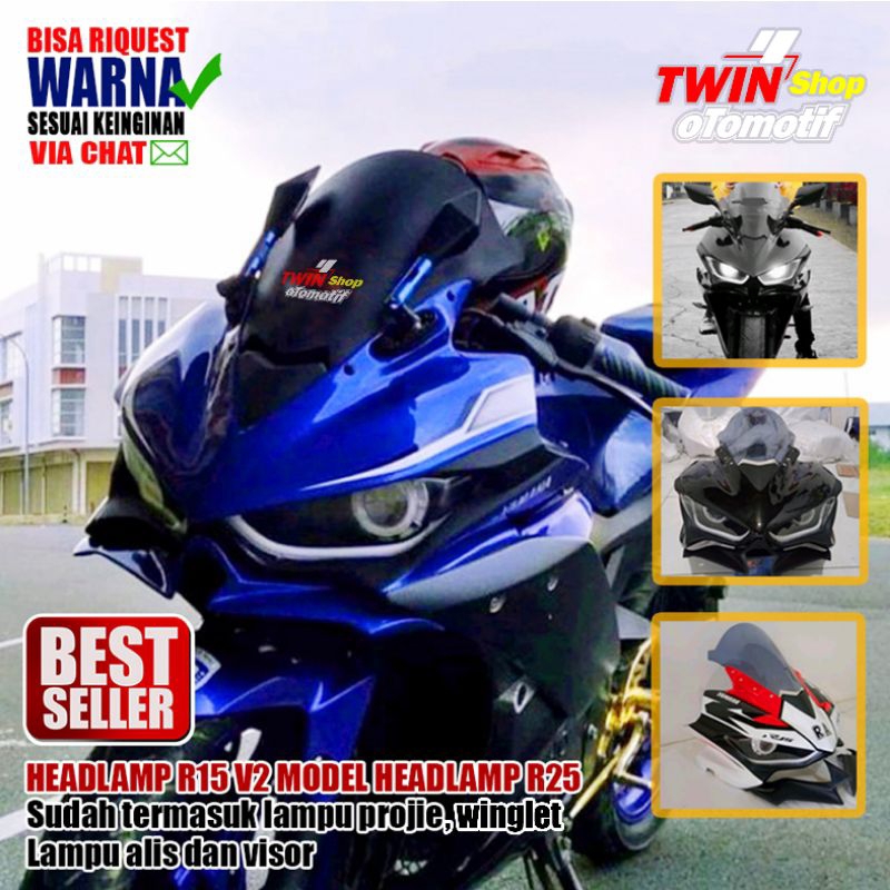 COPY ORI HEADLAMP R15V2 MODEL HEADLAMP R25, TOPENG R25 TOPENG R15 V2, TERMASUK LAMPU PROJIE, LAMPU A