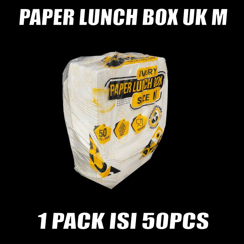 Paper lunch box Tutup uk M food tray makan kotak makanan kertas Murah