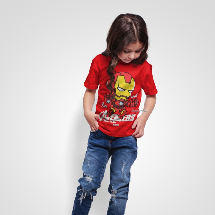 Pakaian Anak Laki Laki Superhero Kaos Anak Distro Cowok IRON AVENGERS MERAH Rgkidswear Bandung Abadigrosir