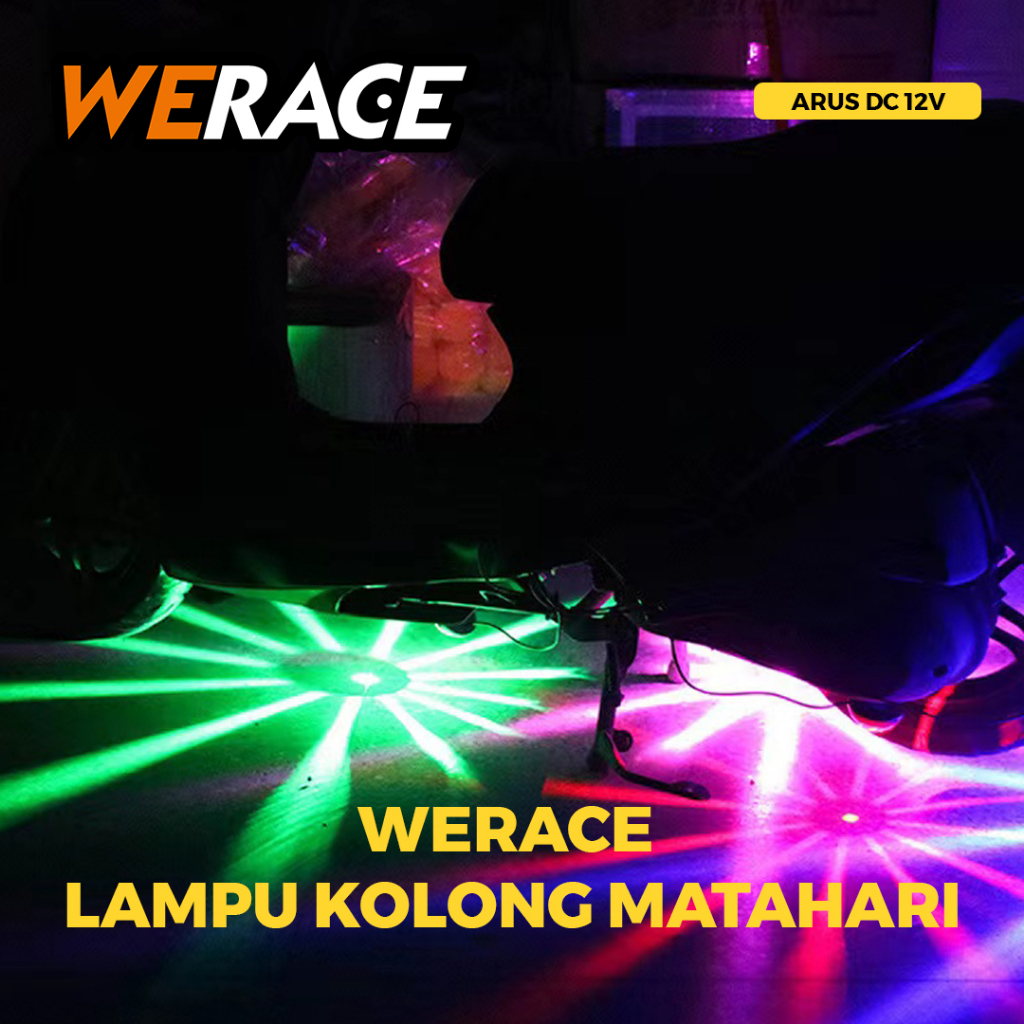 [WERACE] Lampu LED Atmosfir 3 Mode 12V Untuk Bawah Kolong Motor / Mobil Model Matahari Anti Air RGB