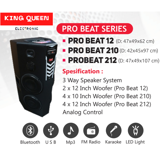 Speaker Aktif 12" Roadmaster Pro Beat 212