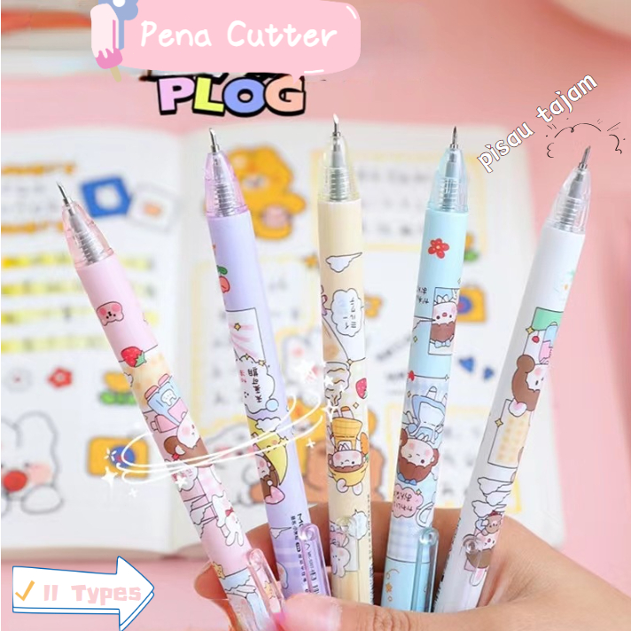 

Pen Cutter Stiker Pemotong Seni Pena Tekan Lucu Pemotong Kertas Kartun Portabel Pemotong Kertas Scrapbook Sederhana Pisau Sticker-Le